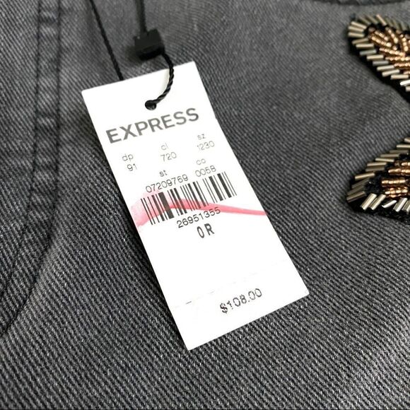 NWT Super High Waist Beaded Side Slim Jeans express Womens pants leggings sequin - Picture 12 of 16